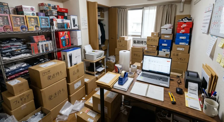 個人事業主として転売している人の部屋の画像